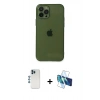 MARSİLYAN™- iPhone 12 Pro Kılıf Ahenk Doku - Siyah 3D Antistatik Seramik Nano Ekran Koruyucu + Shine Kamera Lens - MI