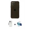 MARSİLYAN™- iPhone 12 Pro Kılıf Ahenk Doku - Siyah 3D Antistatik Seramik Nano Ekran Koruyucu + Shine Kamera Lens - MI
