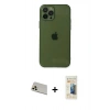MARSİLYAN™- iPhone 12 Pro Kılıf Ahenk Doku - Siyah 6D Mat Seramik Hayalet Nano Ekran Koruyucu + Rainbow Kamera Lens Koruma Cam - GD