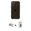 MARSİLYAN™- iPhone 12 Pro Kılıf Ahenk Doku - Siyah 6D Mat Seramik Hayalet Nano Ekran Koruyucu + Rainbow Kamera Lens Koruma Cam - GD
