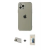 MARSİLYAN™- iPhone 12 Pro Kılıf Ahenk Doku - Siyah 6D Mat Seramik Hayalet Nano Ekran Koruyucu + Rainbow Kamera Lens Koruma Cam - GD