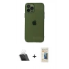 MARSİLYAN™- iPhone 12 Pro Kılıf Ahenk Doku - Siyah 6D Mat Seramik Hayalet Nano Ekran Koruyucu + Kamera Lens Koruma Cam - SF