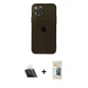 MARSİLYAN™- iPhone 12 Pro Kılıf Ahenk Doku - Siyah 6D Mat Seramik Hayalet Nano Ekran Koruyucu + Kamera Lens Koruma Cam - SF