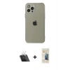 MARSİLYAN™- iPhone 12 Pro Kılıf Ahenk Doku - Siyah 6D Mat Seramik Hayalet Nano Ekran Koruyucu + Kamera Lens Koruma Cam - SF