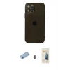 MARSİLYAN™- iPhone 12 Pro Kılıf Ahenk Doku - Siyah 6D Mat Seramik Hayalet Nano Ekran Koruyucu + Shine Kamera Lens Koruma Cam - MI