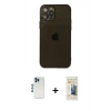 MARSİLYAN™- iPhone 12 Pro Kılıf Ahenk Doku - Siyah 6D Mat Seramik Hayalet Nano Ekran Koruyucu + Shine Kamera Lens - MI