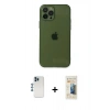 MARSİLYAN™- iPhone 12 Pro Kılıf Ahenk Doku - Siyah 6D Mat Seramik Hayalet Nano Ekran Koruyucu + Shine Kamera Lens - MI