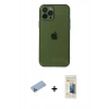 MARSİLYAN™- iPhone 12 Pro Kılıf Ahenk Doku - Siyah 6D Mat Seramik Hayalet Nano Ekran Koruyucu + Shine Kamera Lens Koruma Cam - MI