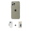 MARSİLYAN™- iPhone 12 Pro Kılıf Ahenk Doku - Siyah 6D Mat Seramik Hayalet Nano Ekran Koruyucu + Shine Kamera Lens - MI