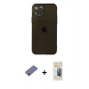 MARSİLYAN™- iPhone 12 Pro Kılıf Ahenk Doku - Siyah 6D Mat Seramik Hayalet Nano Ekran Koruyucu + Metal Kamera Lens Koruma Cam - GD