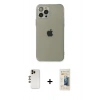 MARSİLYAN™- iPhone 12 Pro Kılıf Ahenk Doku - Siyah 6D Mat Seramik Hayalet Nano Ekran Koruyucu + Shine Kamera Lens - GD