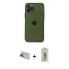MARSİLYAN™- iPhone 12 Pro Kılıf Ahenk Doku - Siyah Polymer Nano Ekran Koruyucu + Rainbow Kamera Lens Koruma Cam - GD