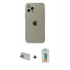 MARSİLYAN™- iPhone 12 Pro Kılıf Ahenk Doku - Siyah Polymer Nano Ekran Koruyucu + Rainbow Kamera Lens Koruma Cam - GD