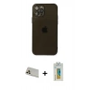 MARSİLYAN™- iPhone 12 Pro Kılıf Ahenk Doku - Siyah Polymer Nano Ekran Koruyucu + Rainbow Kamera Lens Koruma Cam - GD