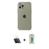 MARSİLYAN™- iPhone 12 Pro Kılıf Ahenk Doku - Siyah Polymer Nano Ekran Koruyucu + Kamera Lens Koruma Cam - SF