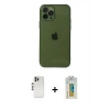 MARSİLYAN™- iPhone 12 Pro Kılıf Ahenk Doku - Siyah Polymer Nano Ekran Koruyucu + Shine Kamera Lens - GS