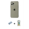 MARSİLYAN™- iPhone 12 Pro Kılıf Ahenk Doku - Siyah Polymer Nano Ekran Koruyucu + Shine Kamera Lens Koruma Cam - MI
