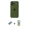 MARSİLYAN™- iPhone 12 Pro Kılıf Ahenk Doku - Siyah Polymer Nano Ekran Koruyucu + Shine Kamera Lens Koruma Cam - GI