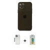 MARSİLYAN™- iPhone 12 Pro Kılıf Ahenk Doku - Siyah Polymer Nano Ekran Koruyucu + Shine Kamera Lens - MI