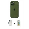 MARSİLYAN™- iPhone 12 Pro Kılıf Ahenk Doku - Siyah Polymer Nano Ekran Koruyucu + Shine Kamera Lens - MI