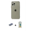 MARSİLYAN™- iPhone 12 Pro Kılıf Ahenk Doku - Siyah Polymer Nano Ekran Koruyucu + Renkli Kamera Lens Koruma Cam - YL