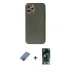 MARSİLYAN™- iPhone 12 Pro Kılıf Ahenk Işık - Şeffaf 360 Full Body Arka Koruyucu + Metal Kamera Lens Koruma Cam - MI