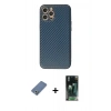 MARSİLYAN™- iPhone 12 Pro Kılıf Ahenk Işık - Şeffaf 360 Full Body Arka Koruyucu + Metal Kamera Lens Koruma Cam - AKYL