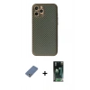 MARSİLYAN™- iPhone 12 Pro Kılıf Ahenk Işık - Şeffaf 360 Full Body Arka Koruyucu + Metal Kamera Lens Koruma Cam - AKYL
