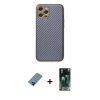 MARSİLYAN™- iPhone 12 Pro Kılıf Ahenk Işık - Şeffaf 360 Full Body Arka Koruyucu + Metal Kamera Lens Koruma Cam - MI