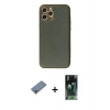 MARSİLYAN™- iPhone 12 Pro Kılıf Ahenk Işık - Şeffaf 360 Full Body Arka Koruyucu + Metal Kamera Lens Koruma Cam - MR