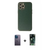MARSİLYAN™- iPhone 12 Pro Kılıf Ahenk Işık - Şeffaf 360 Full Body Arka Koruyucu + Neon Fosforlu Kamera Lens - MI