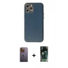 MARSİLYAN™- iPhone 12 Pro Kılıf Ahenk Işık - Şeffaf 360 Full Body Arka Koruyucu + Neon Fosforlu Kamera Lens - SI
