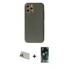 MARSİLYAN™- iPhone 12 Pro Kılıf Ahenk Işık - Şeffaf 360 Full Body Arka Koruyucu + Rainbow Kamera Lens Koruma Cam - GD