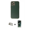 MARSİLYAN™- iPhone 12 Pro Kılıf Ahenk Işık - Şeffaf 360 Full Body Arka Koruyucu + Rainbow Kamera Lens Koruma Cam - GD