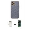 MARSİLYAN™- iPhone 12 Pro Kılıf Ahenk Işık - Şeffaf 360 Full Body Arka Koruyucu + Shine Kamera Lens - GD