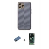 MARSİLYAN™- iPhone 12 Pro Kılıf Ahenk Işık - Şeffaf 360 Full Body Arka Koruyucu + Shine Kamera Lens Koruma Cam - GD