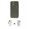 MARSİLYAN™- iPhone 12 Pro Kılıf Ahenk Işık - Şeffaf Uv Polymer Nano Ekran Koruyucu + Gümüş Shine Kamera Lens