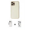 MARSİLYAN™- iPhone 12 Pro Kılıf Ahenk Işık - Şeffaf Uv Polymer Nano Ekran Koruyucu + Gümüş Shine Kamera Lens