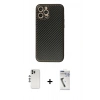 MARSİLYAN™- iPhone 12 Pro Kılıf Ahenk Işık - Şeffaf Uv Polymer Nano Ekran Koruyucu + Gümüş Shine Kamera Lens