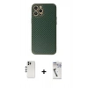 MARSİLYAN™- iPhone 12 Pro Kılıf Ahenk Işık - Şeffaf Uv Polymer Nano Ekran Koruyucu + Gümüş Shine Kamera Lens