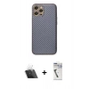 MARSİLYAN™- iPhone 12 Pro Kılıf Ahenk Işık - Şeffaf Uv Polymer Nano Ekran Koruyucu + Kamera Lens Koruma Cam - SF