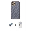 MARSİLYAN™- iPhone 12 Pro Kılıf Ahenk Işık - Şeffaf Uv Polymer Nano Ekran Koruyucu + Metal Kamera Lens Koruma Cam - KI