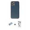 MARSİLYAN™- iPhone 12 Pro Kılıf Ahenk Işık - Şeffaf Uv Polymer Nano Ekran Koruyucu + Mavi Shine Kamera Lens Koruma Cam