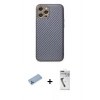 MARSİLYAN™- iPhone 12 Pro Kılıf Ahenk Işık - Şeffaf Uv Polymer Nano Ekran Koruyucu + Mavi Shine Kamera Lens Koruma Cam