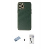 MARSİLYAN™- iPhone 12 Pro Kılıf Ahenk Işık - Şeffaf Uv Polymer Nano Ekran Koruyucu + Mavi Shine Kamera Lens Koruma Cam