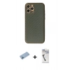 MARSİLYAN™- iPhone 12 Pro Kılıf Ahenk Işık - Şeffaf Uv Polymer Nano Ekran Koruyucu + Mavi Shine Kamera Lens Koruma Cam