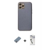 MARSİLYAN™- iPhone 12 Pro Kılıf Ahenk Işık - Şeffaf Uv Polymer Nano Ekran Koruyucu + Metal Kamera Lens Koruma Cam - GS