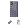 MARSİLYAN™- iPhone 12 Pro Kılıf Ahenk Işık - Şeffaf Uv Polymer Nano Ekran Koruyucu + Metal Kamera Lens Koruma Cam - GD