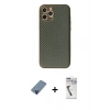 MARSİLYAN™- iPhone 12 Pro Kılıf Ahenk Işık - Şeffaf Uv Polymer Nano Ekran Koruyucu + Metal Kamera Lens Koruma Cam - MI