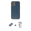 MARSİLYAN™- iPhone 12 Pro Kılıf Ahenk Işık - Şeffaf Uv Polymer Nano Ekran Koruyucu + Metal Kamera Lens Koruma Cam - GD